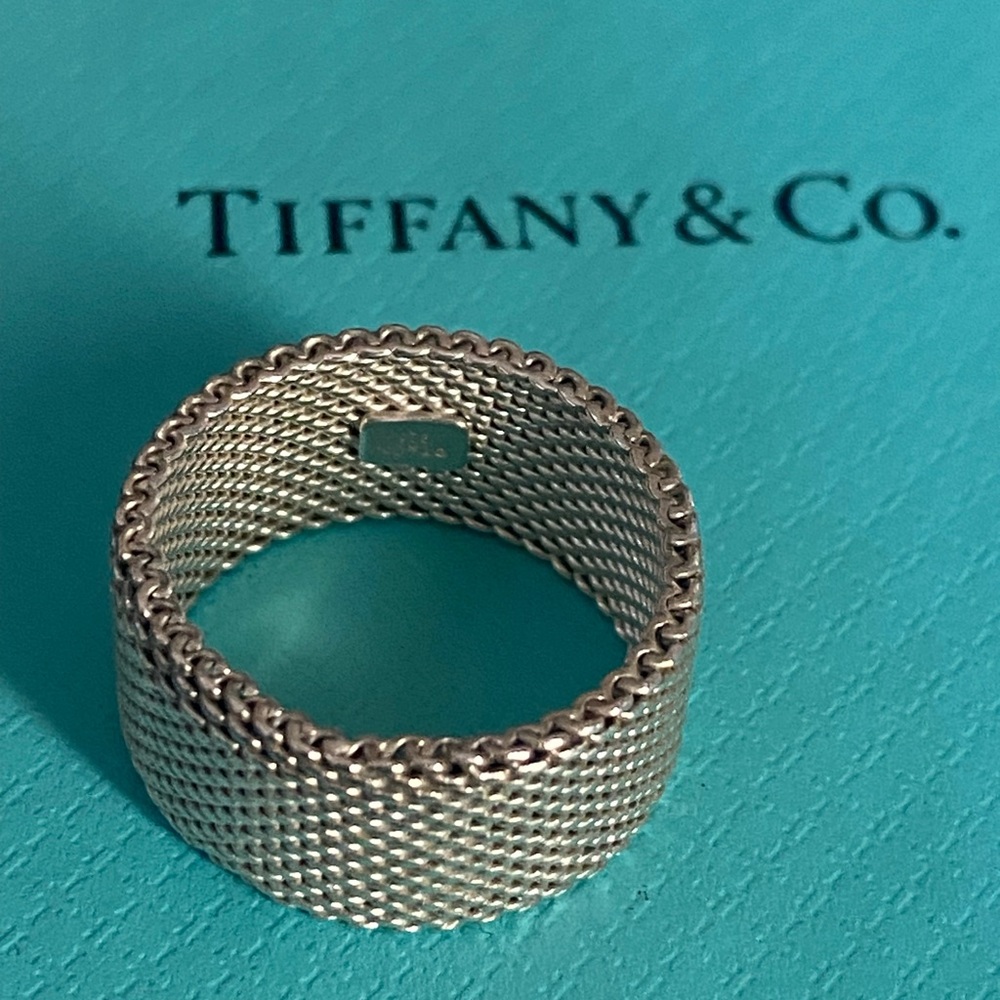 AUTHENTIC DISCONTINUED TIFFANY & CO SOMERSET STIFF MESH RING